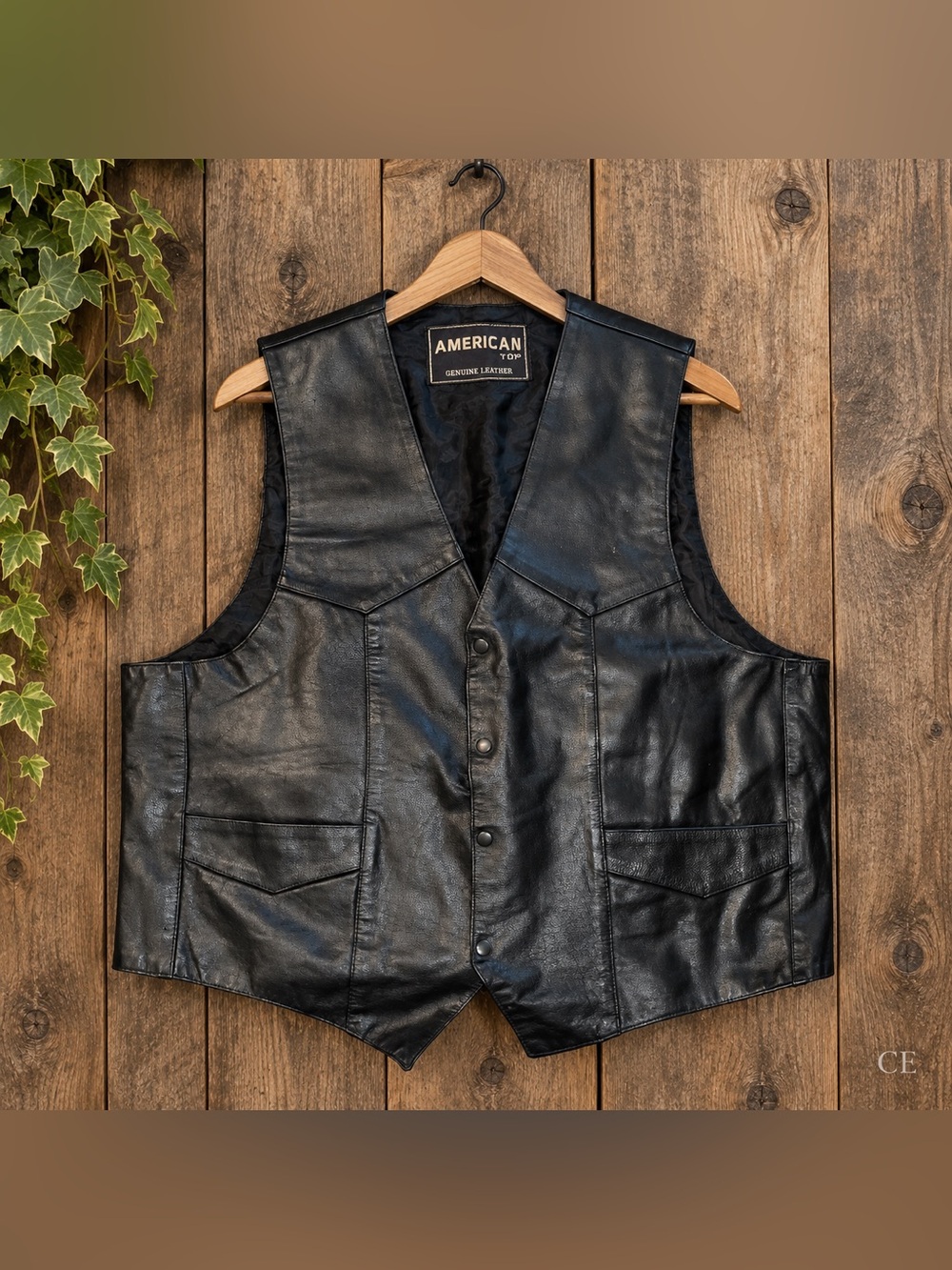 American Apparel Black Leather Men's Vest